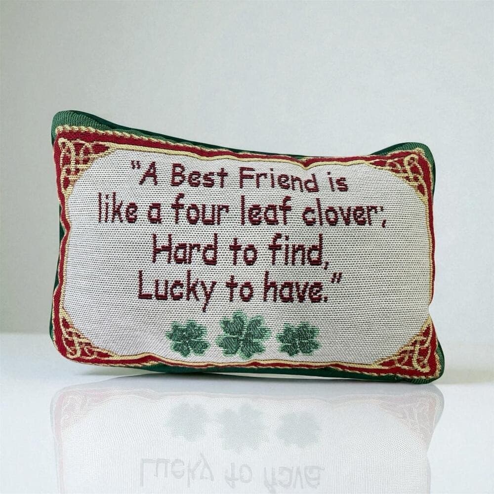 Irish Shamrock Quote Friend Throw Pillow Red Green Vintage Lucky to Have USA S