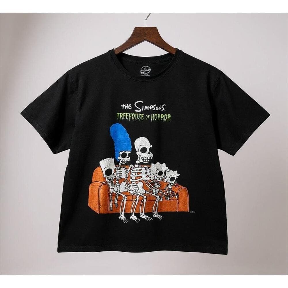 Simpsons Treehouse Horror Shirt Mens M Black Skeleton Graphic Halloween Tee
