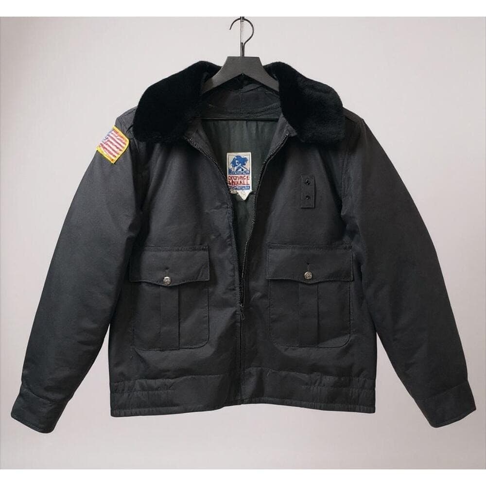 Horace Small USA Security Jacket 42R Black Uniform Coat Faux Fur Collar Vintage