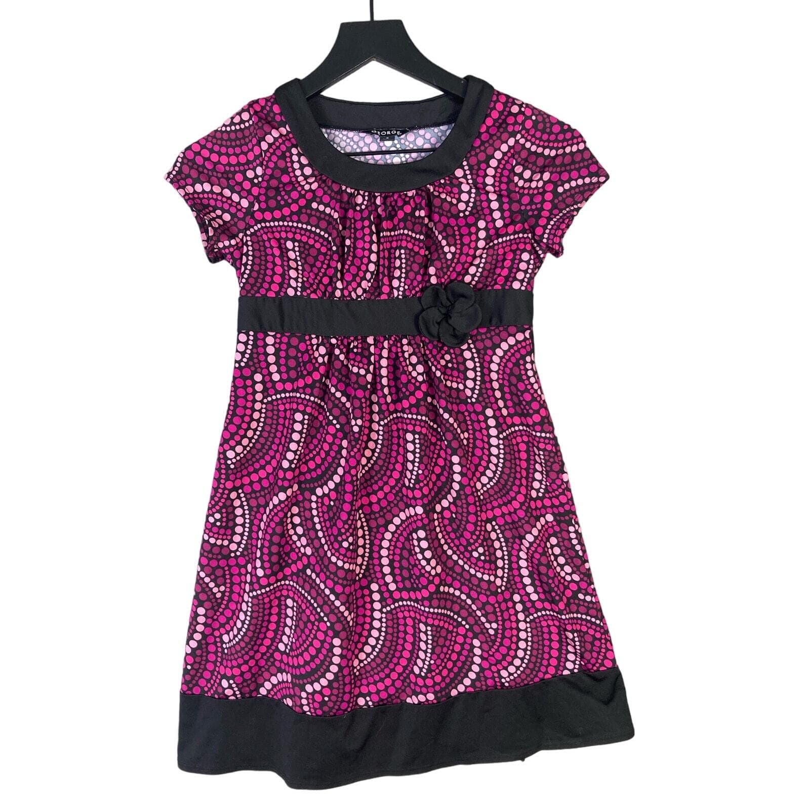George Girls Size 10 Pink & Black Abstract Geometric Party Dress