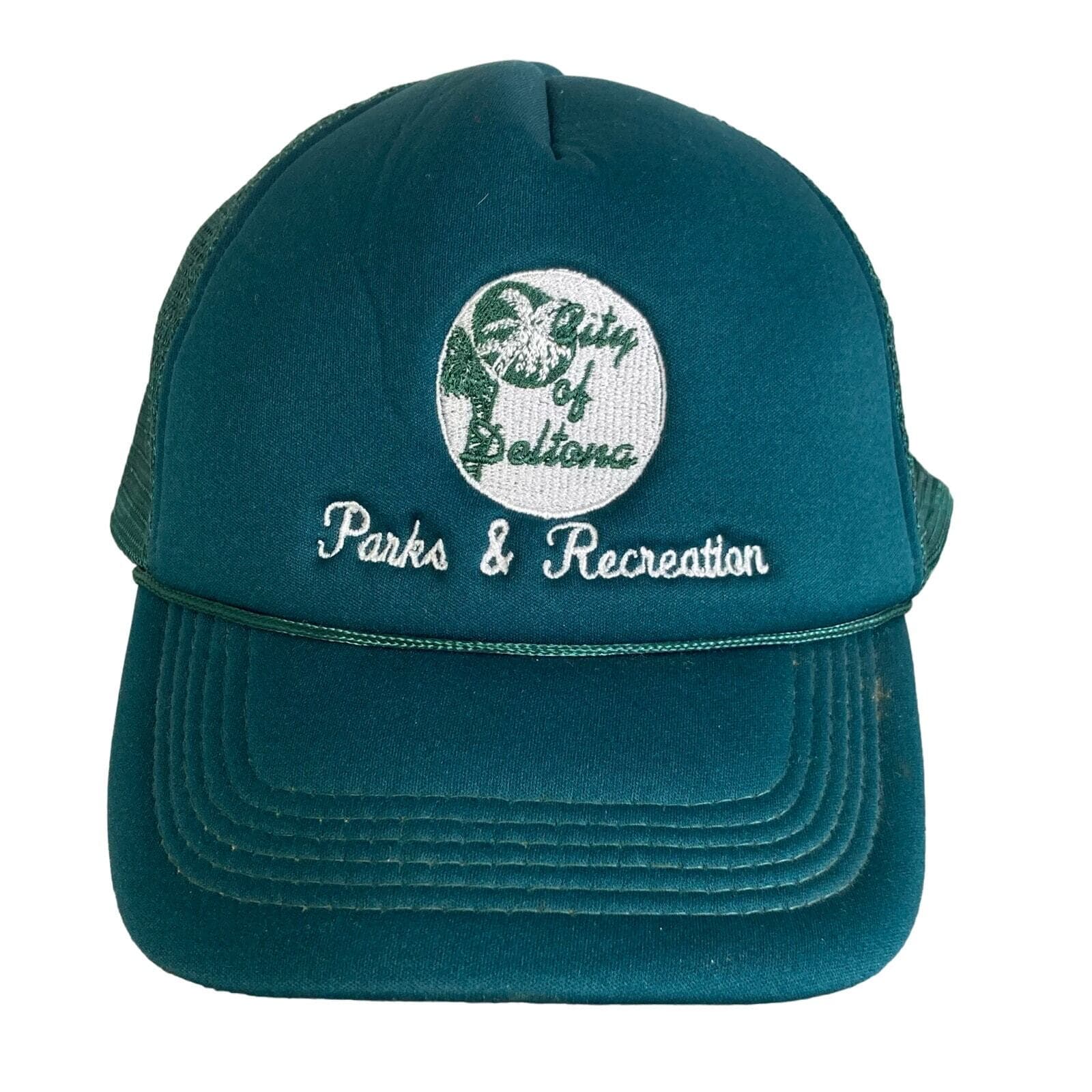 Vintage City of Deltona Parks & Rec Green Trucker Hat Snapback Unisex 90s