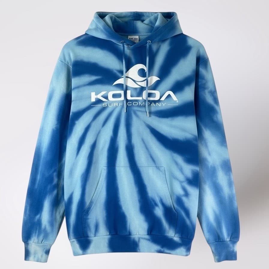 Tie Dye Hoodie Mens S Blue Surf Beach Graphic Pullover Sweatshirt Koloa