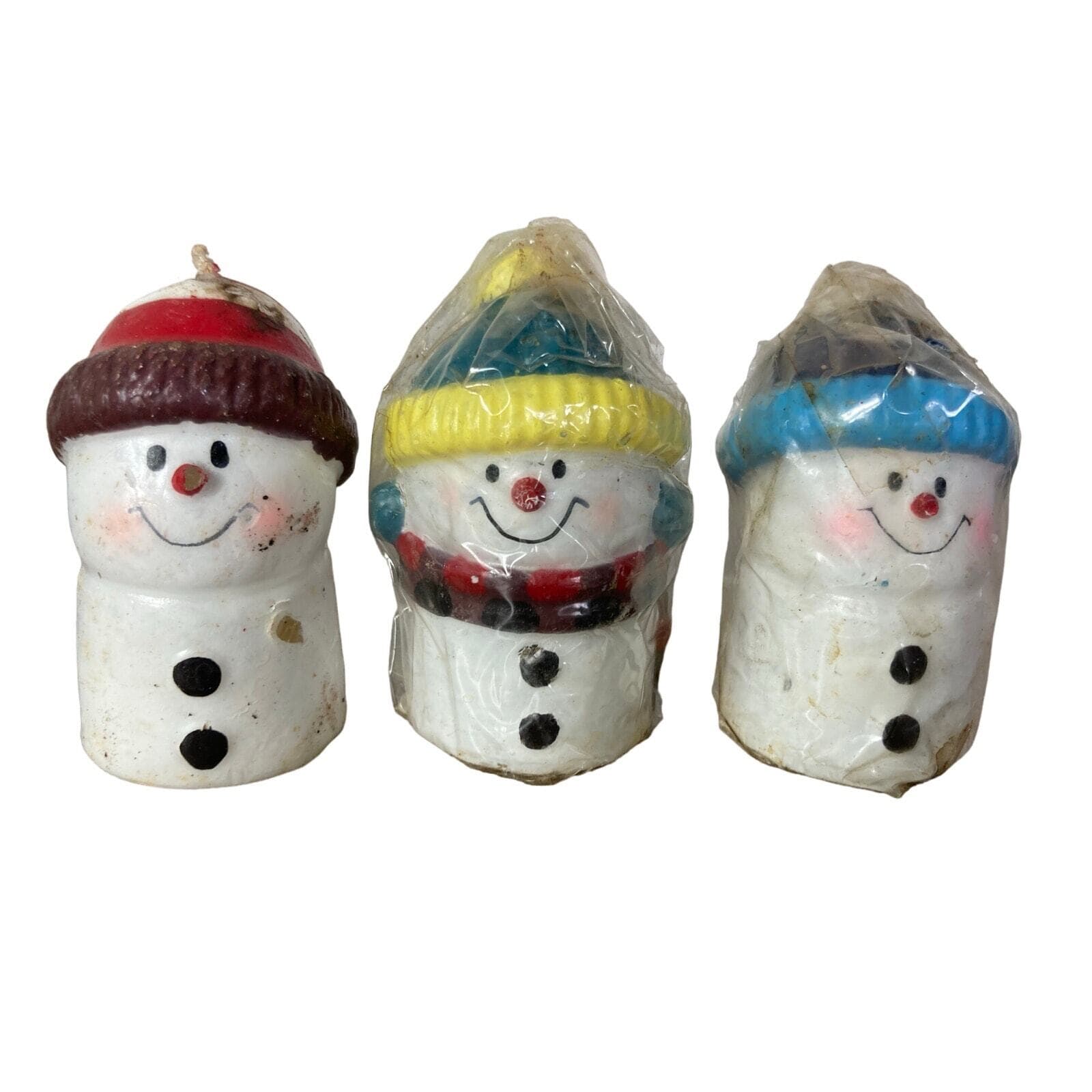 Vintage S' More Love Snowman Candles Set of 3 Christmas Decor