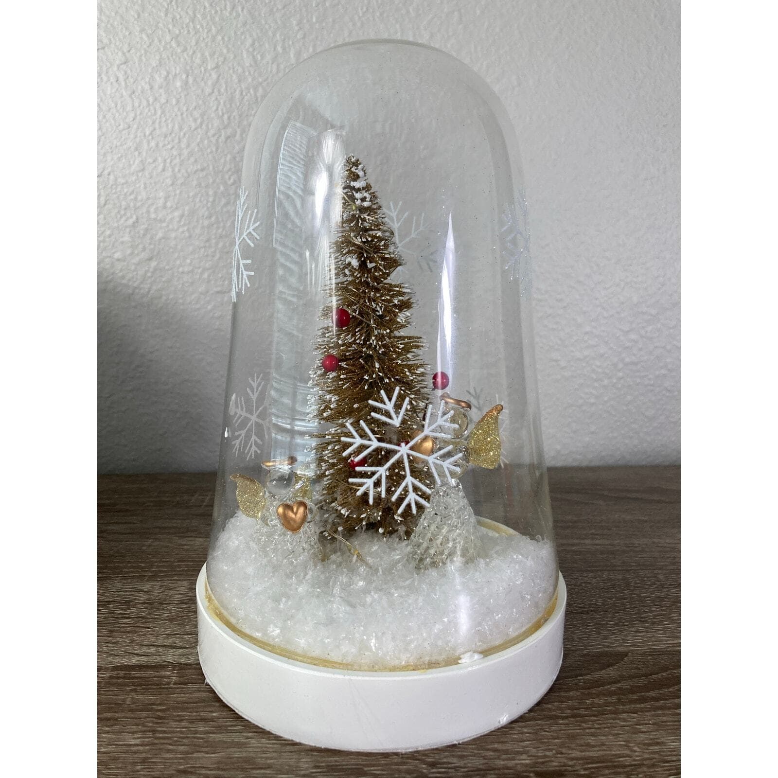 Home LED Glass Dome Christmas Tree Centerpiece Decoration 10" Electronic