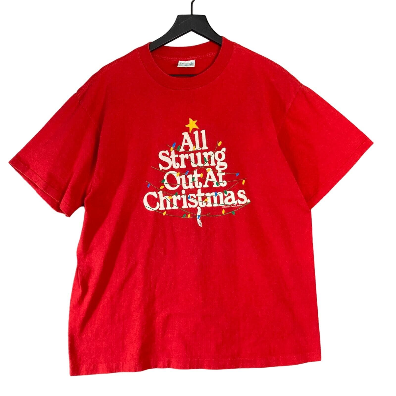 Vintage 90s Christmas Graphic T-Shirt Red Unisex XL All Strung Out