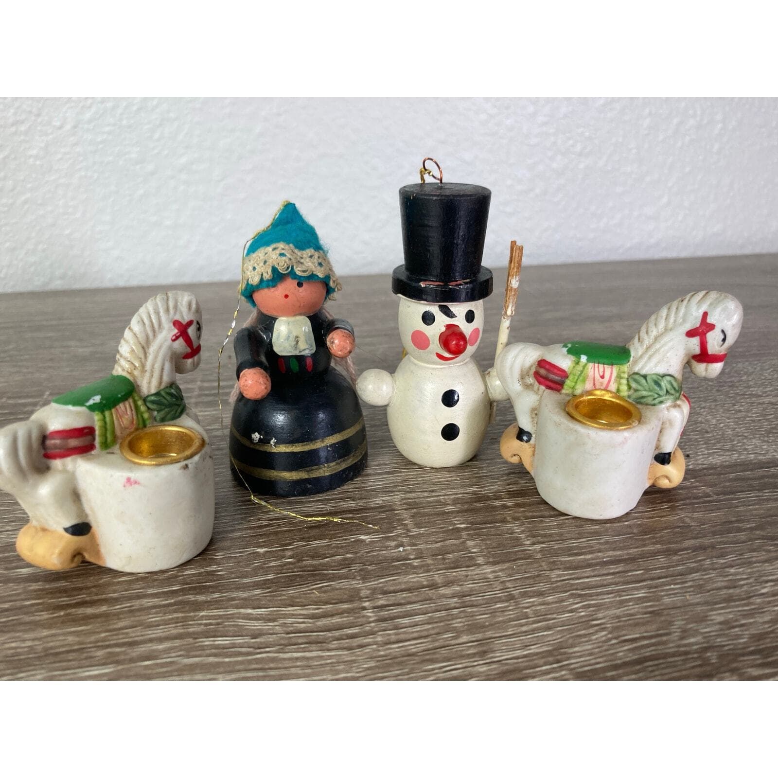 Vintage Christmas Figurine Set Hand-Painted Intricate Designs