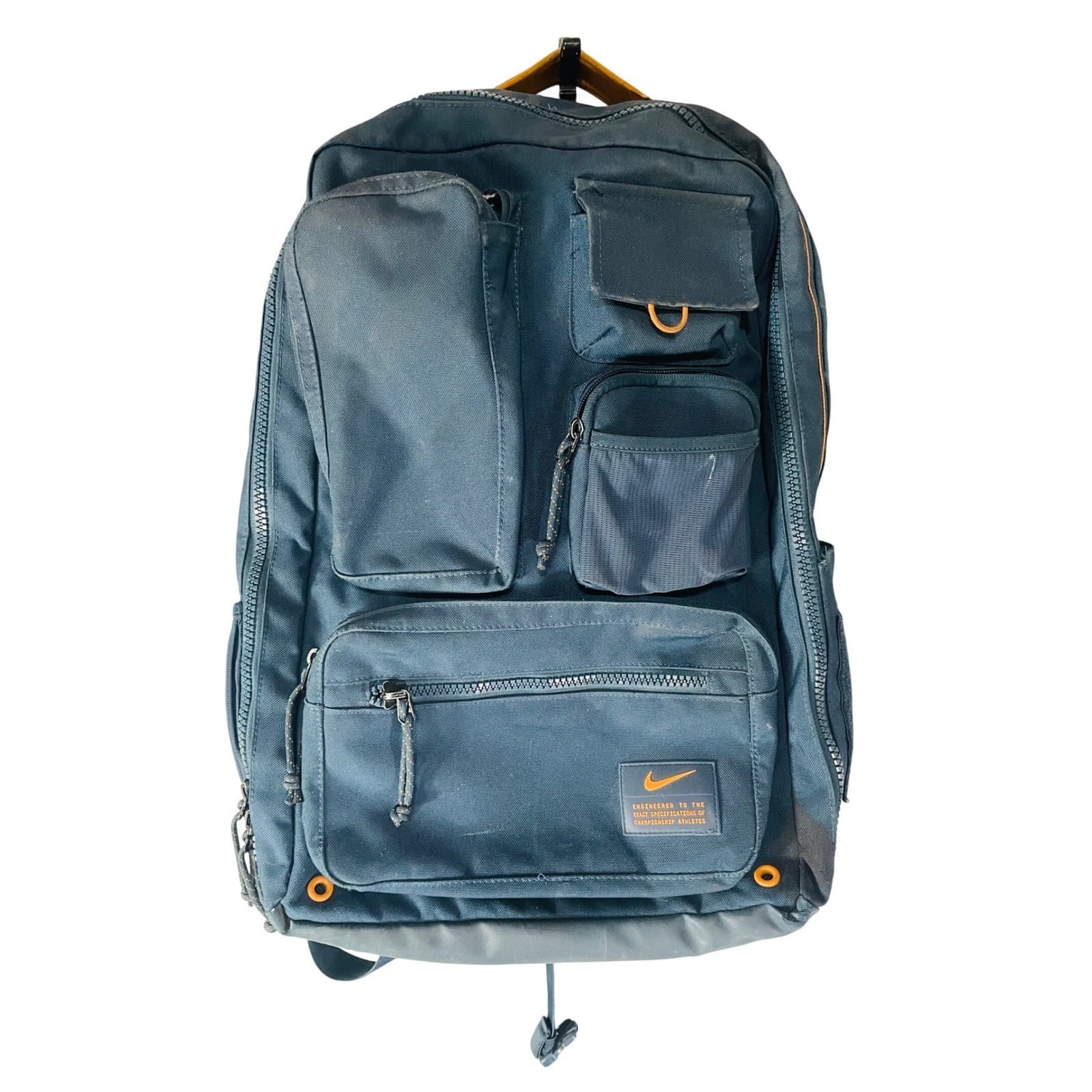 Nike Utility Elite Backpack Navy Blue Orange Training Gym Laptop Bag Air Max