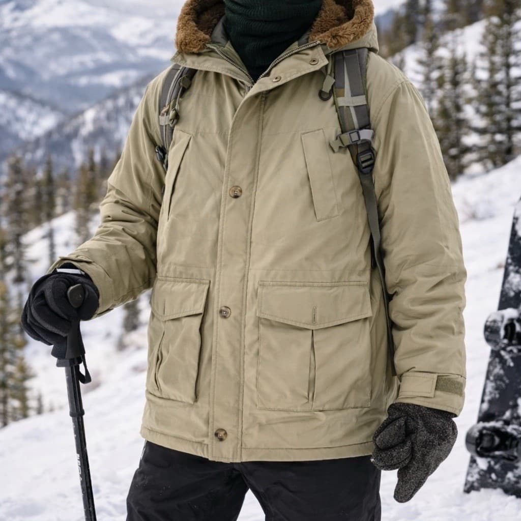 Canyon Guide Outfitters Expedition Supply Parka Mens XL Khaki Faux Shearling