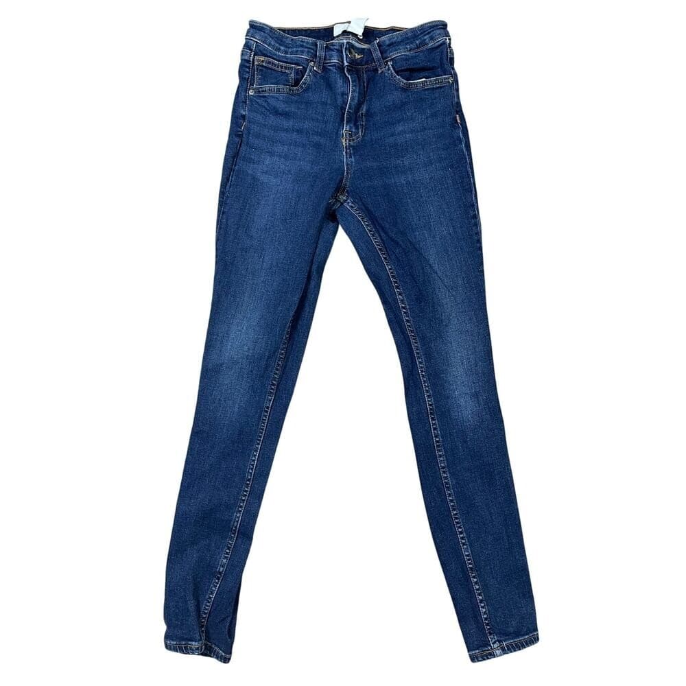 H&M Women's High Waist 8 Skinny Jeans Blue Stretch Denim 99% Cotton Casual Y2K