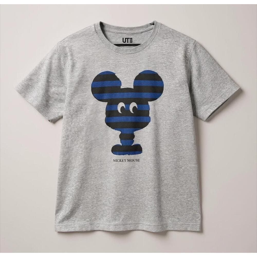 Uniqlo UT Disney Mickey Mouse Gray Graphic Print T-Shirt Size M Adult
