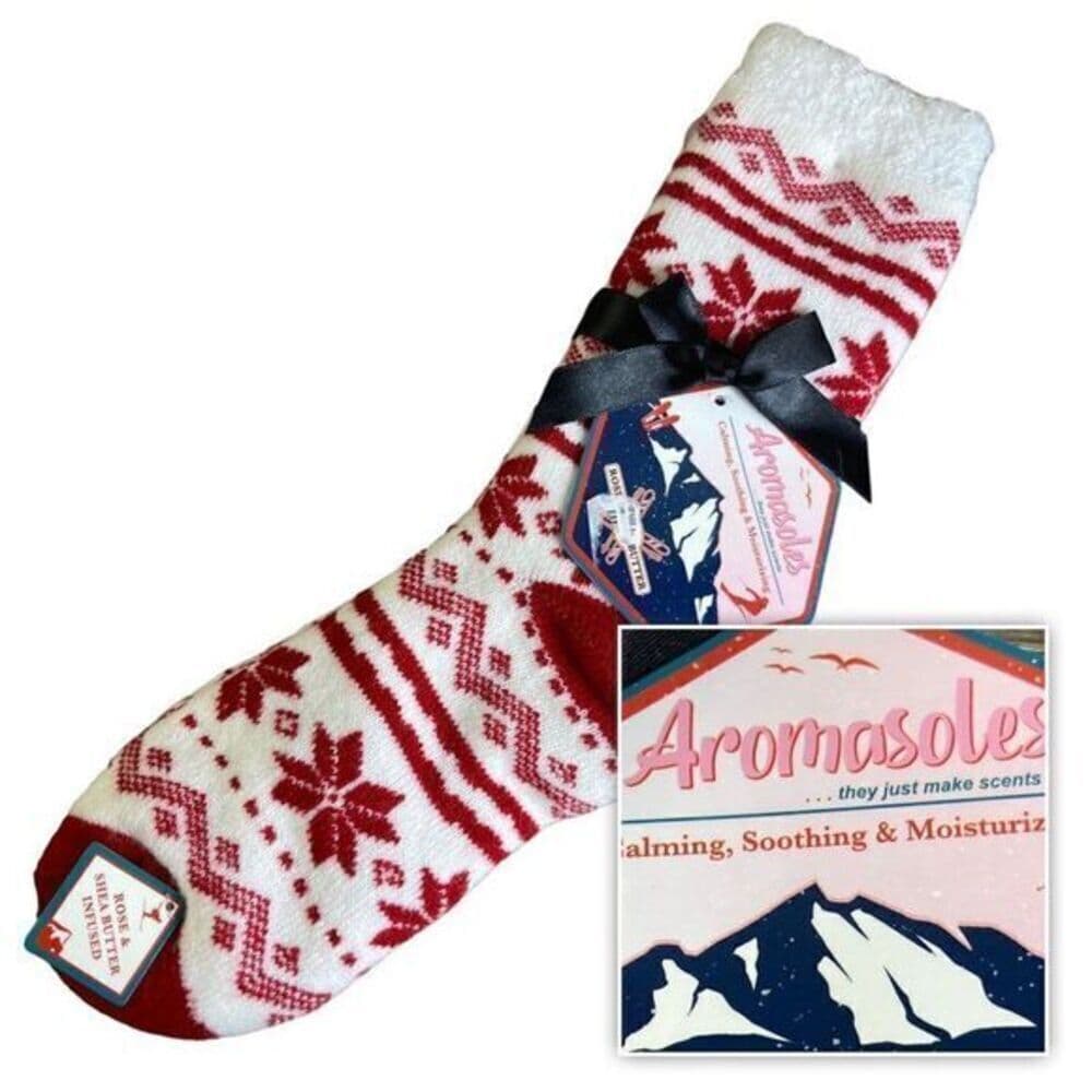 Aromasoles Socks Infused Rose Shea Butter Slipper Lounge Womens One Size