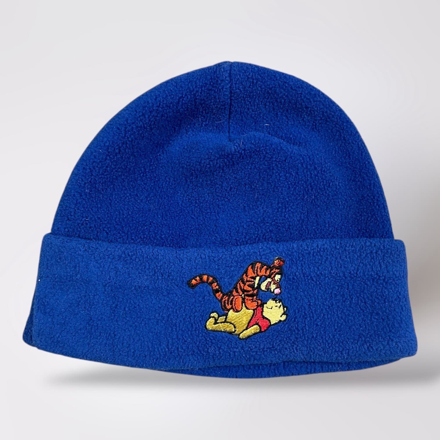 Walt Disney World Blue Fleece Beanie Hat Winnie the Pooh Tigger Vintage