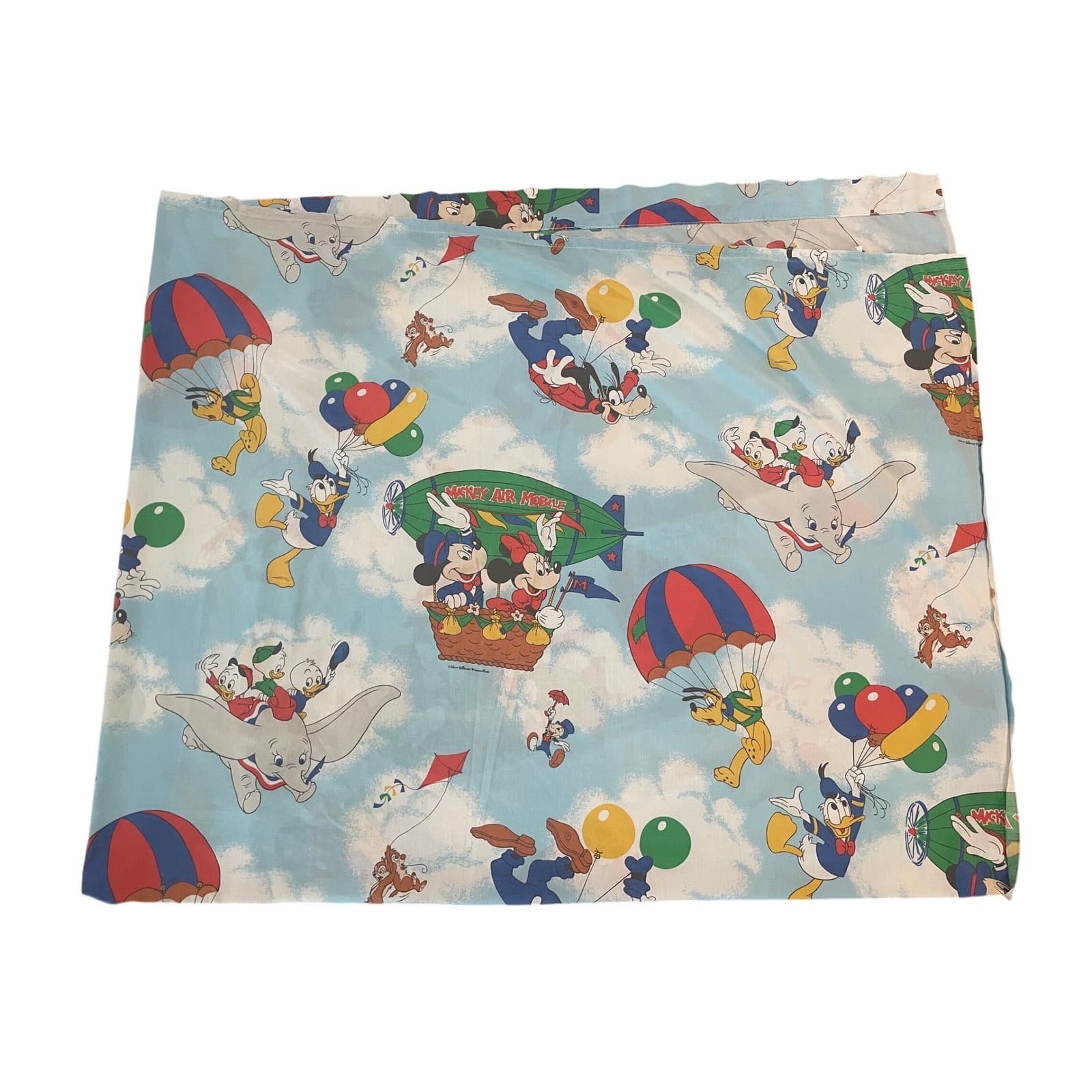 Vintage Disney Mickey Air Mobile Twin Flat Sheet Pacific Dumbo Donald Goofy 80s