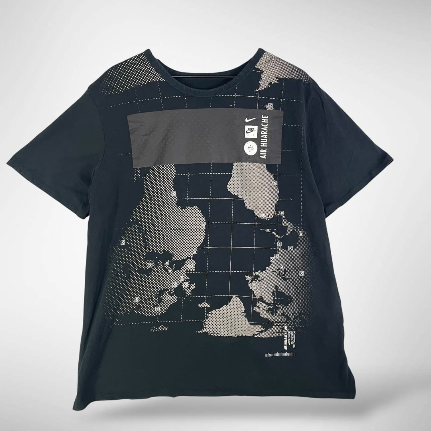 Nike Air Huarache Worldwide Graphic T-Shirt Mens XXL Black Short Sleeve Cotton