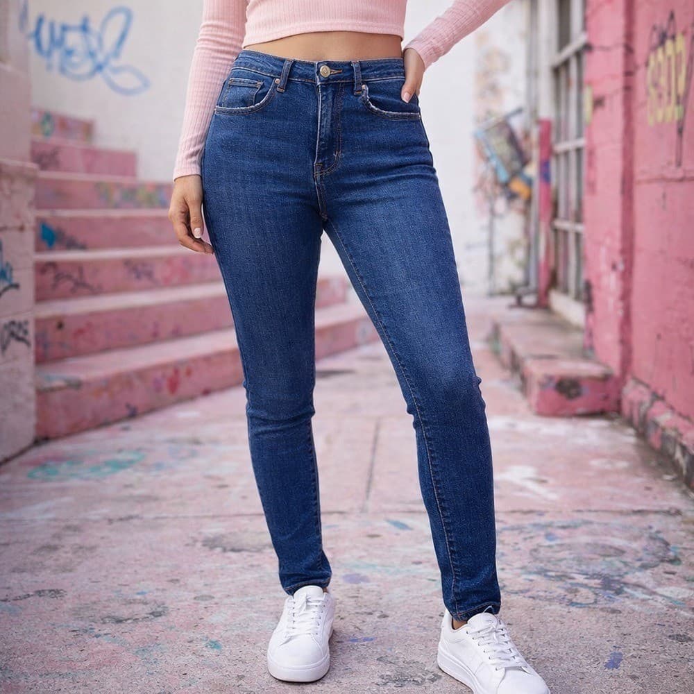 Forever 21 Women's Size 27 Blue Skinny Jeans Mid Rise Stretch Denim