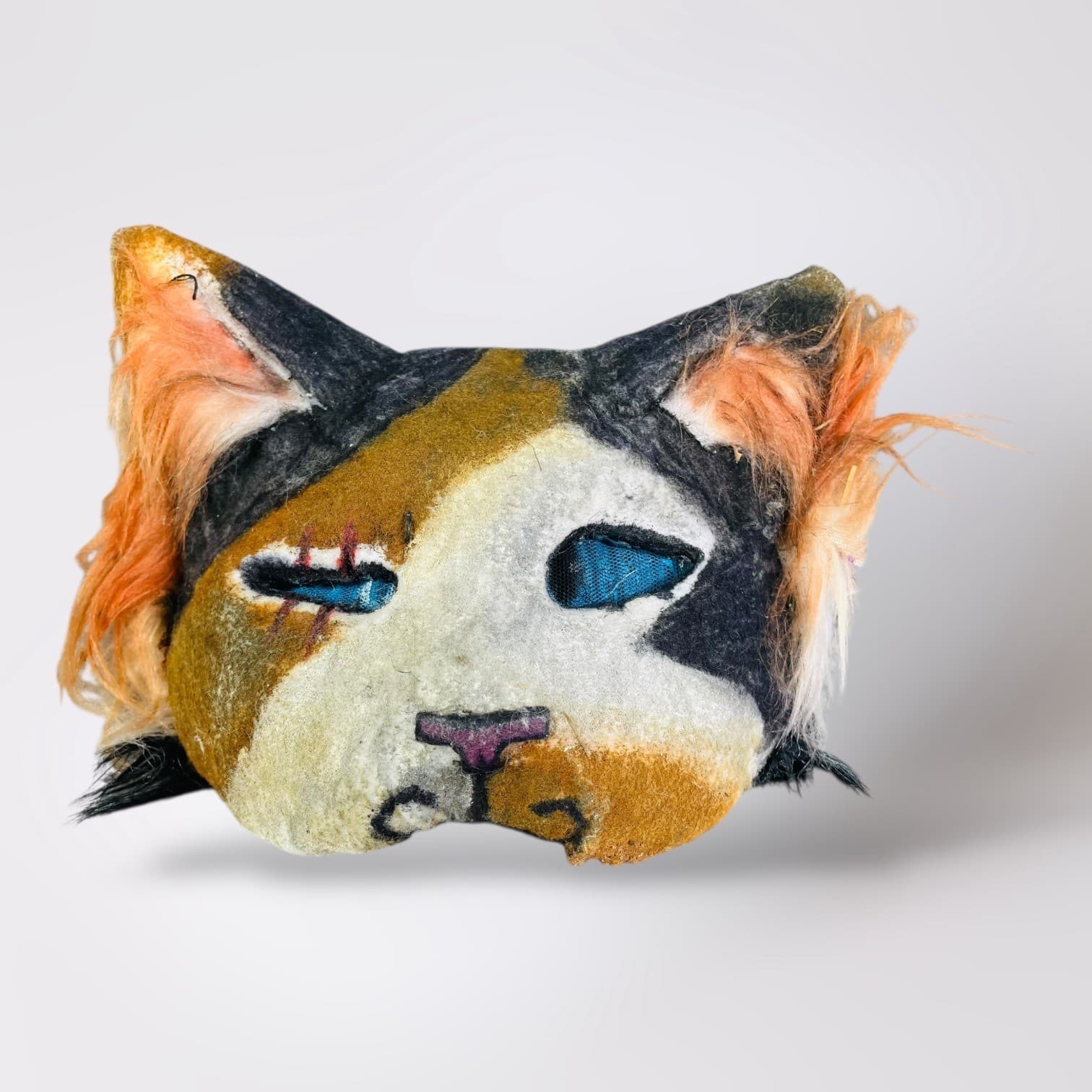 Calico Cat Mask Costume Cosplay Halloween Animal Faux Fur Therian Handmade