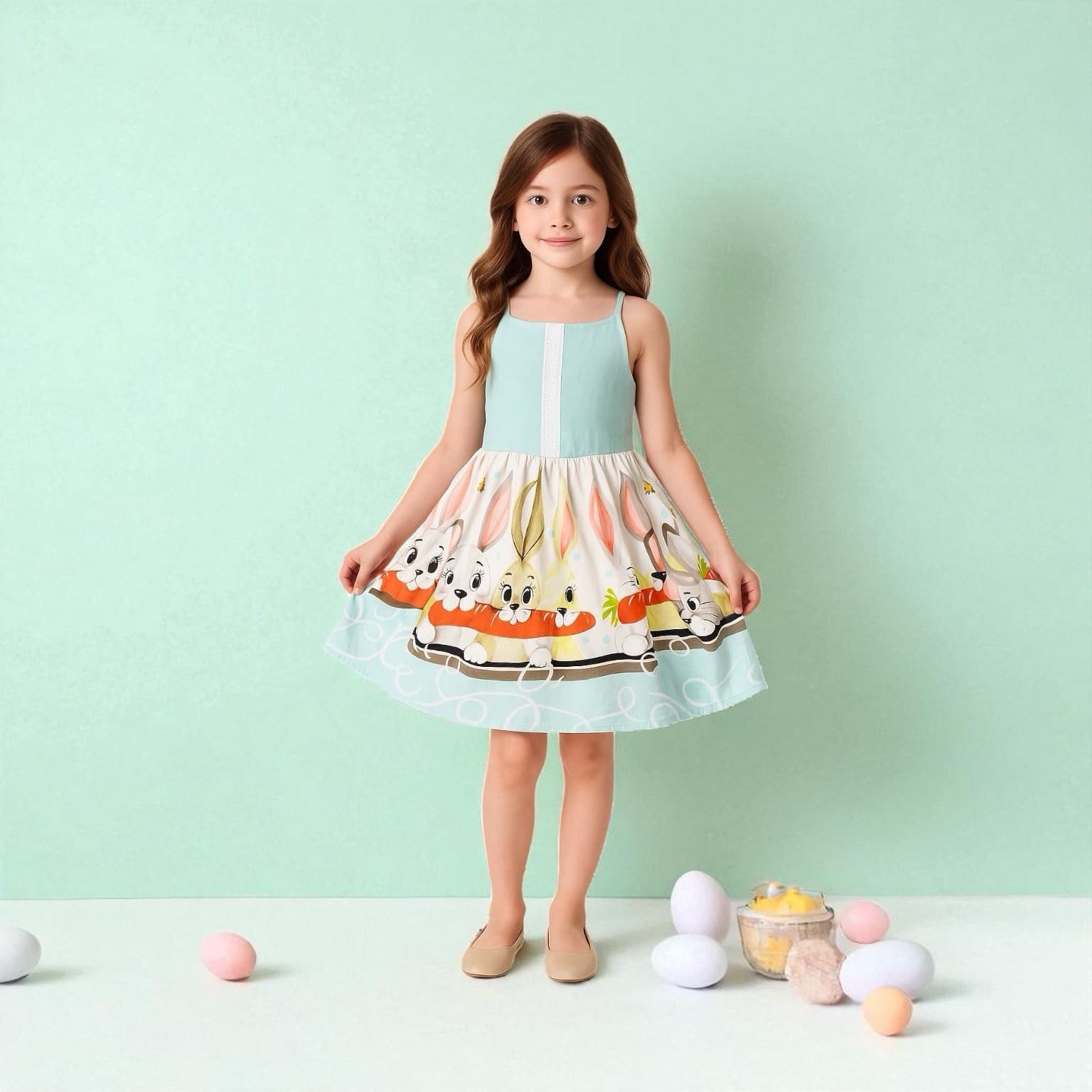 Handmade Easter Bunny Rabbit Dress Girls Size 7 Spring Holiday Cute Boutique