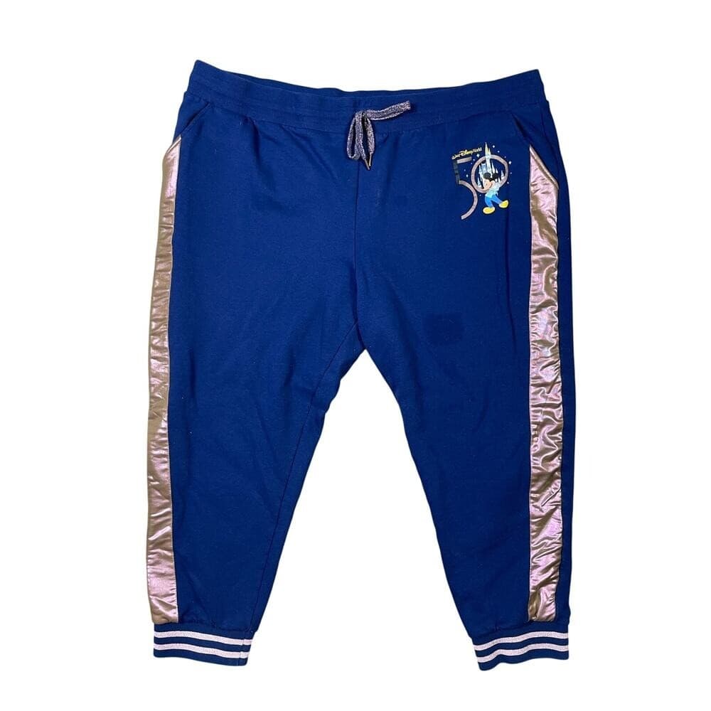 Walt Disney World 50th Anniversary Mickey Jogger Pants 2X Blue Earidescent WDW