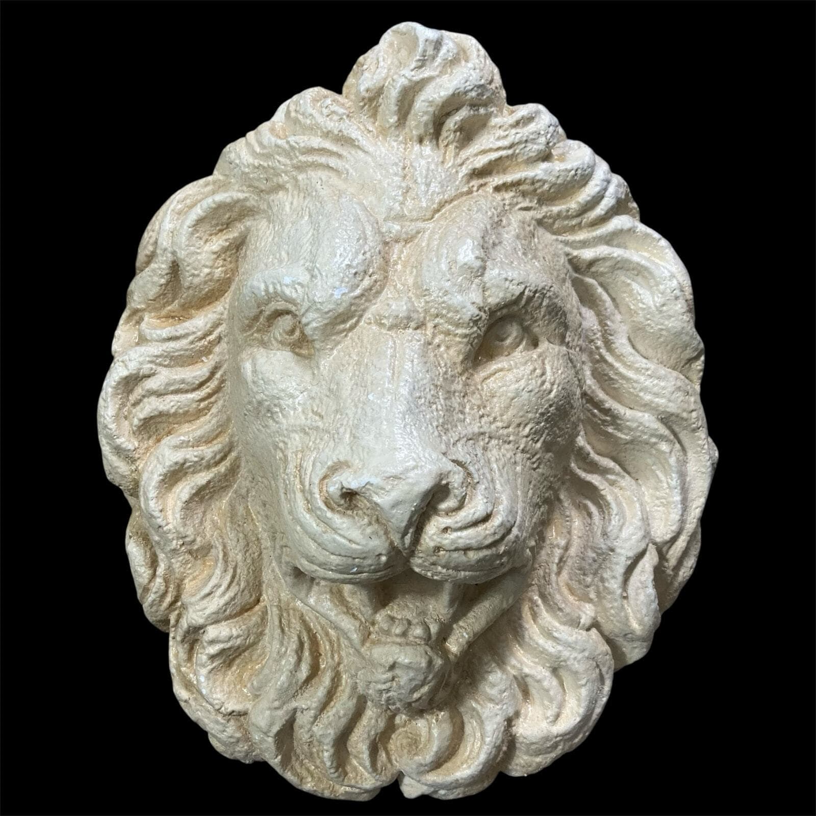 Lion Head Wall Plaque Sculpture 18” Plaster Classical Decor Large Relief