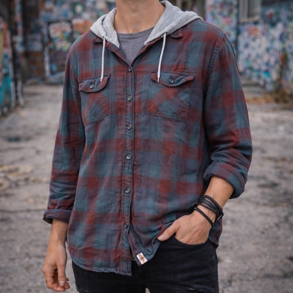Vintage Body Glove Plaid Hoodie Mens XL Thermal Lined Surf Skate Grunge Y2K