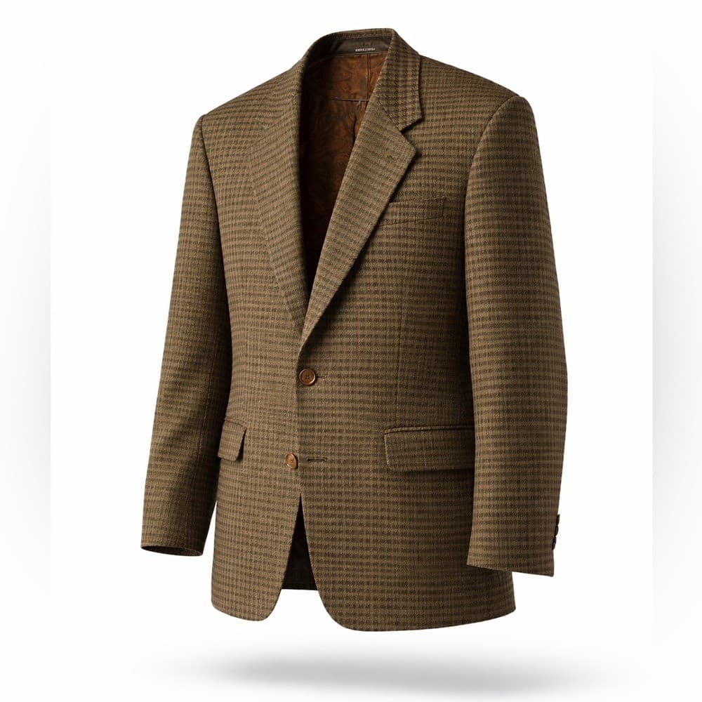 Vintage San Giorgio Wool Blazer Jacket Made in Italy Mens Brown Plaid