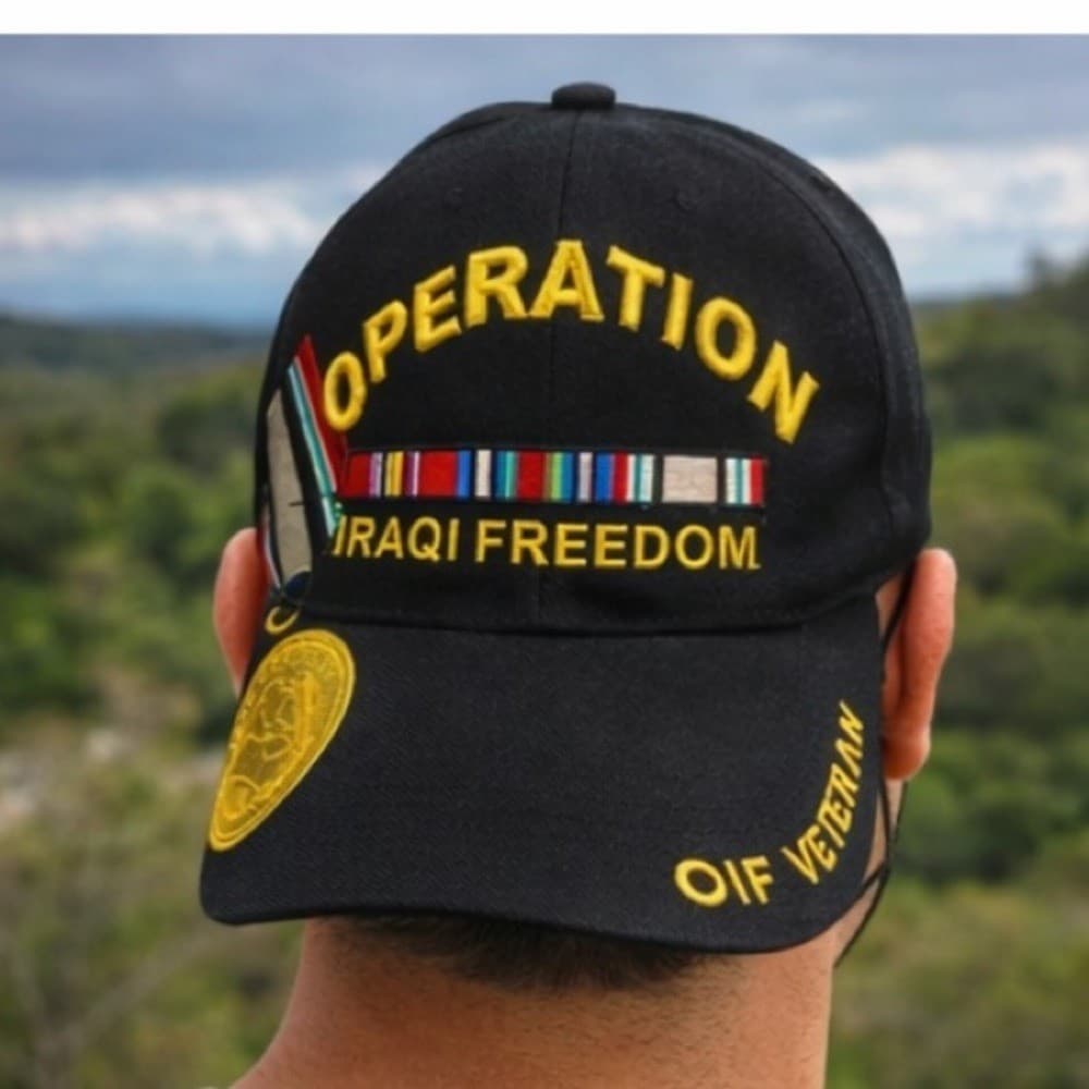 Operation Iraqi Freedom Veteran Baseball Hat Black OIF Military Snapback Cap