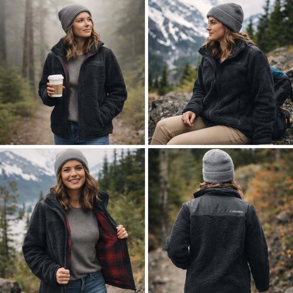 Columbia Interpass Full Zip Fleece Womens Size Medium Black Jacket Outdoor