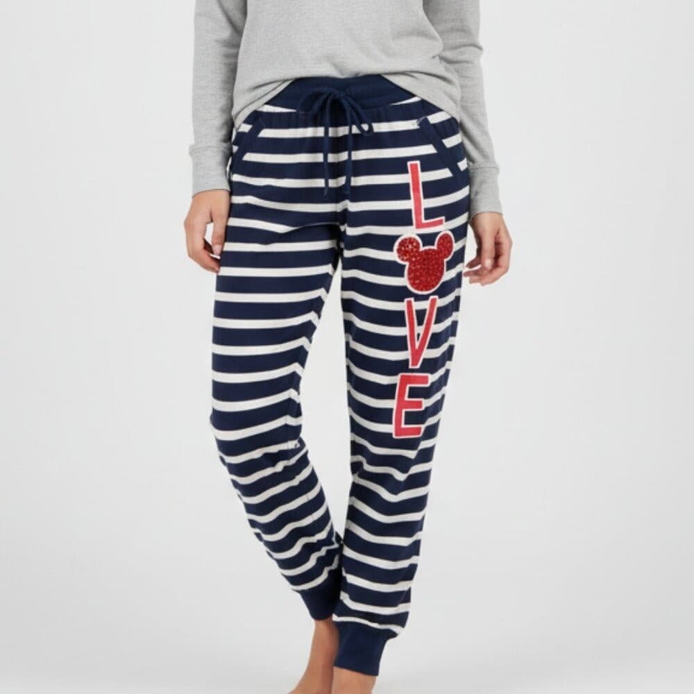 Disney Parks Striped Pajama Pants Womens S Blue Minnie Mouse Lounge Sleepwear