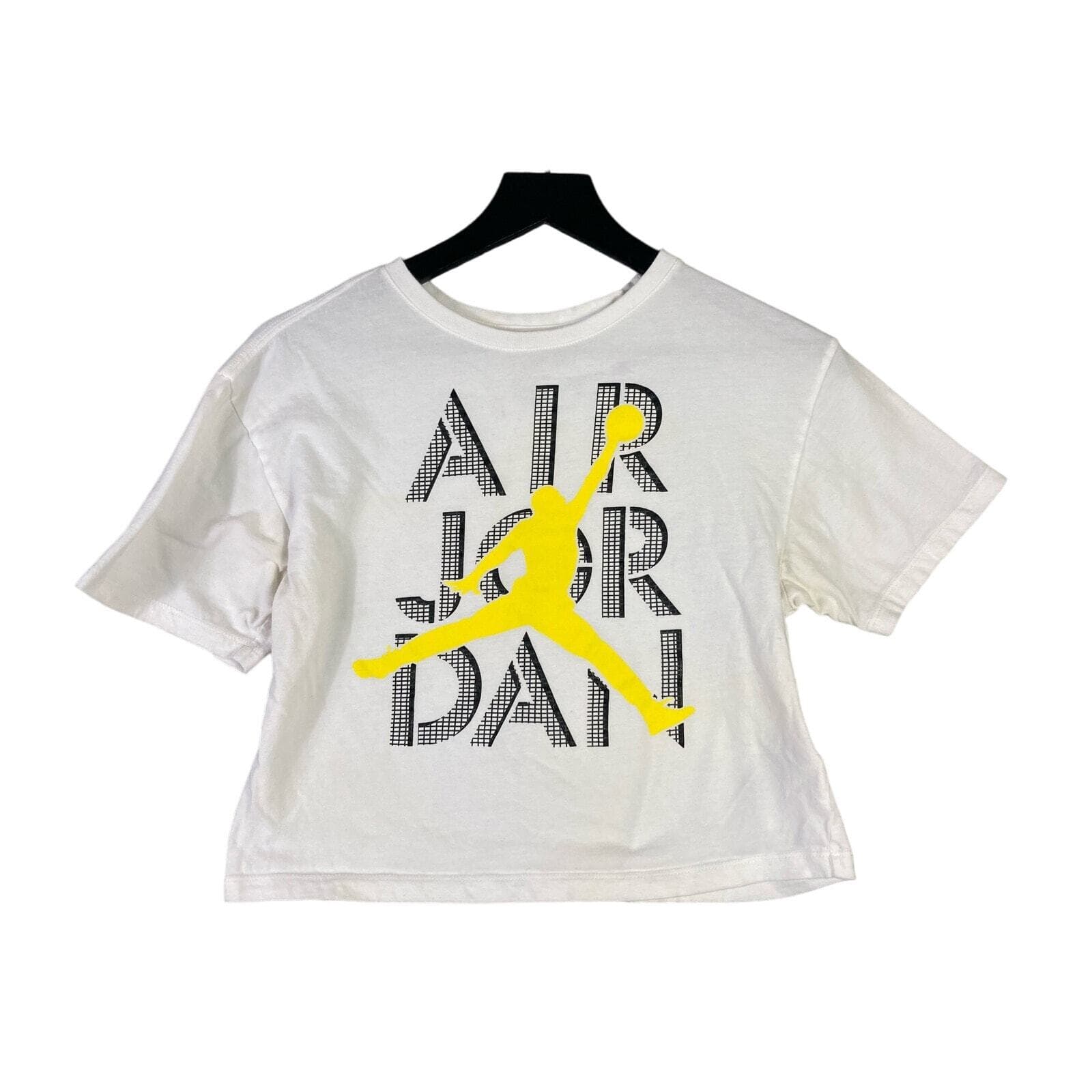 Jordan Girls' Air Jordan Stack T-Shirt Youth Size L 12-13 White Graphic Cropped
