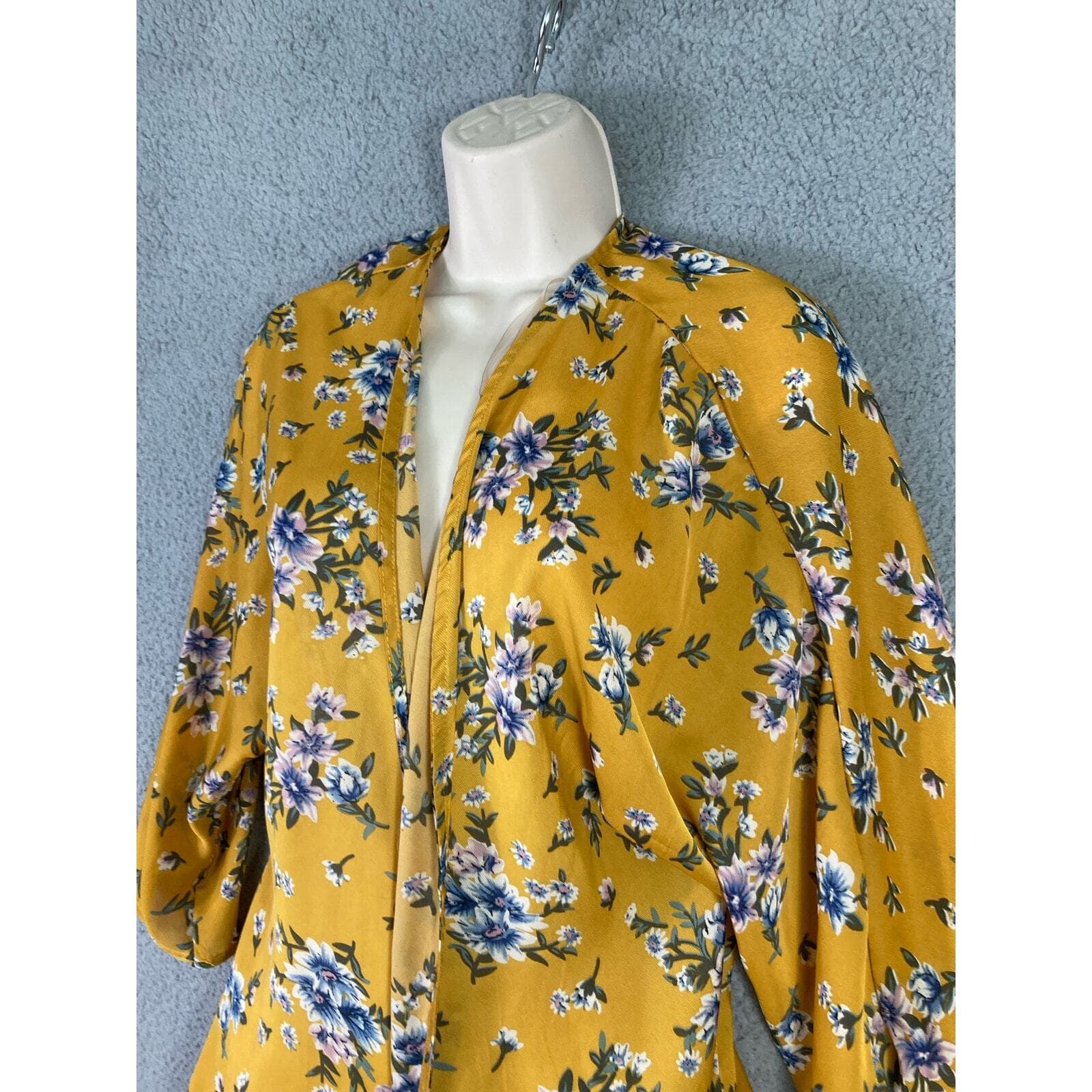 Yellow Floral Cardigan Women's M Available by Angela Fashion Open Front Blouse
