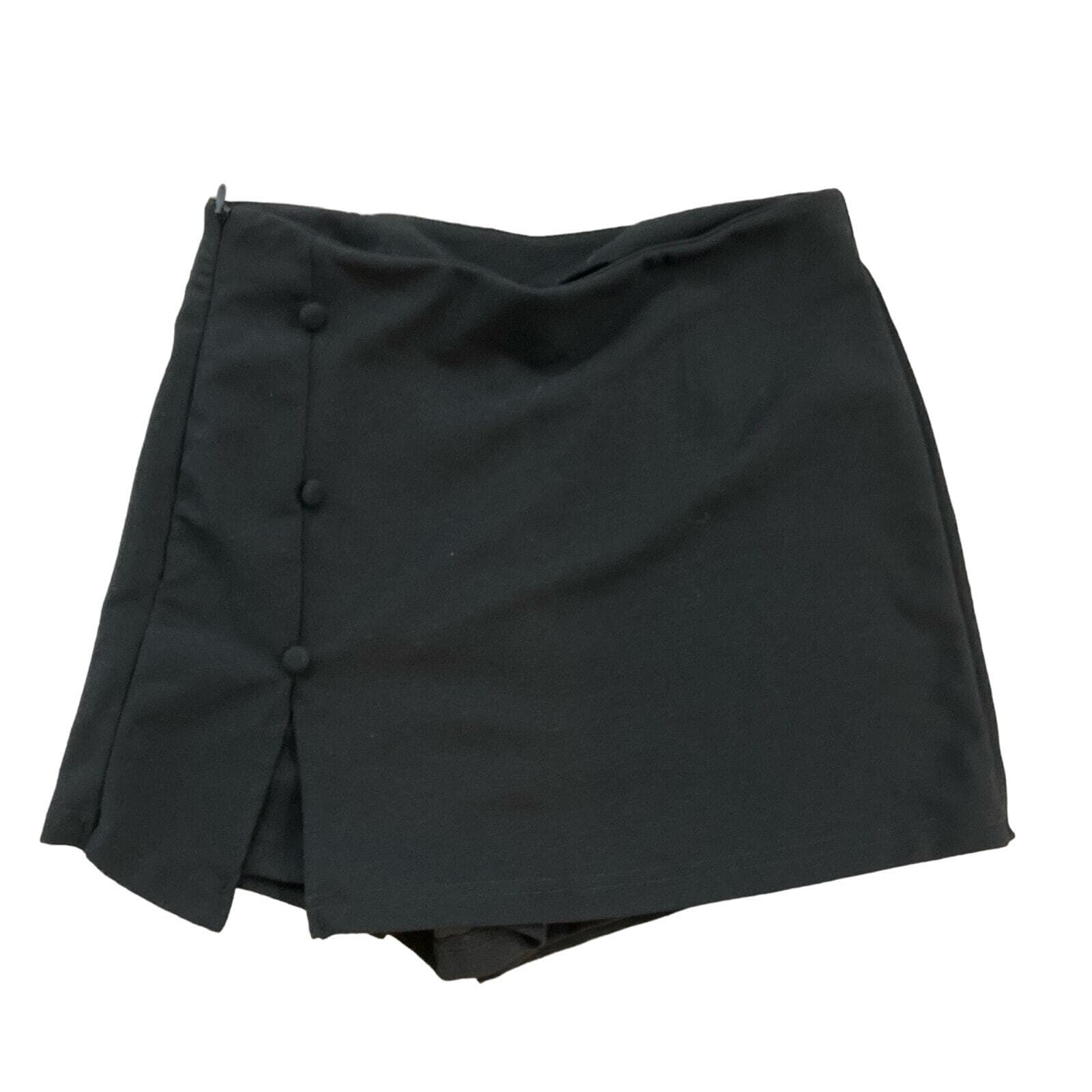 SHEIN Women's Black Asymmetrical Button Front Skort Size Small Casual High Waist
