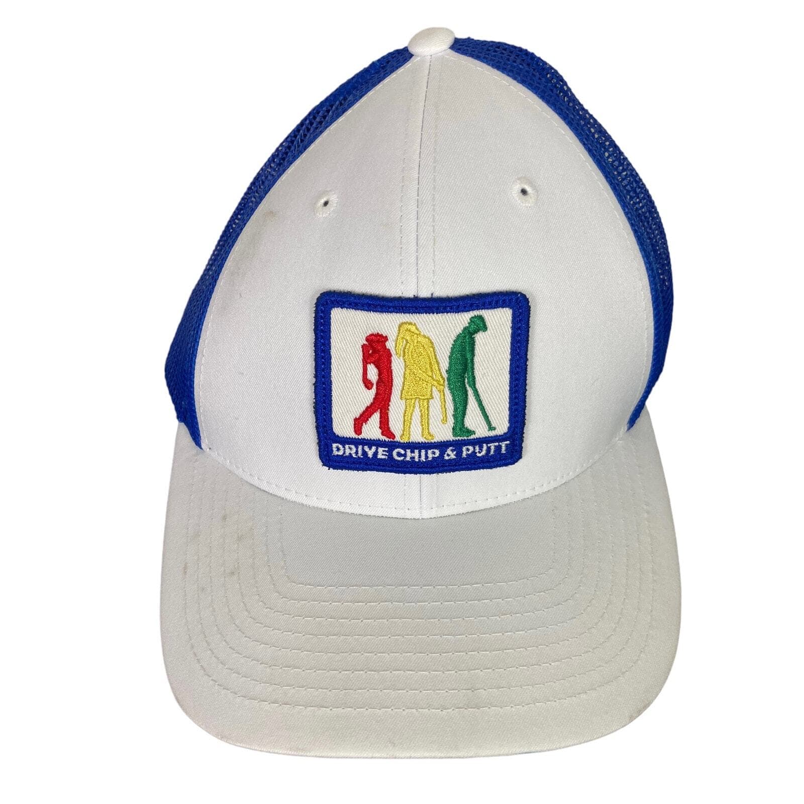 Golf Drive Chip Putt Embroidered Hat White Adjustable Cap Unisex Golfer Gift