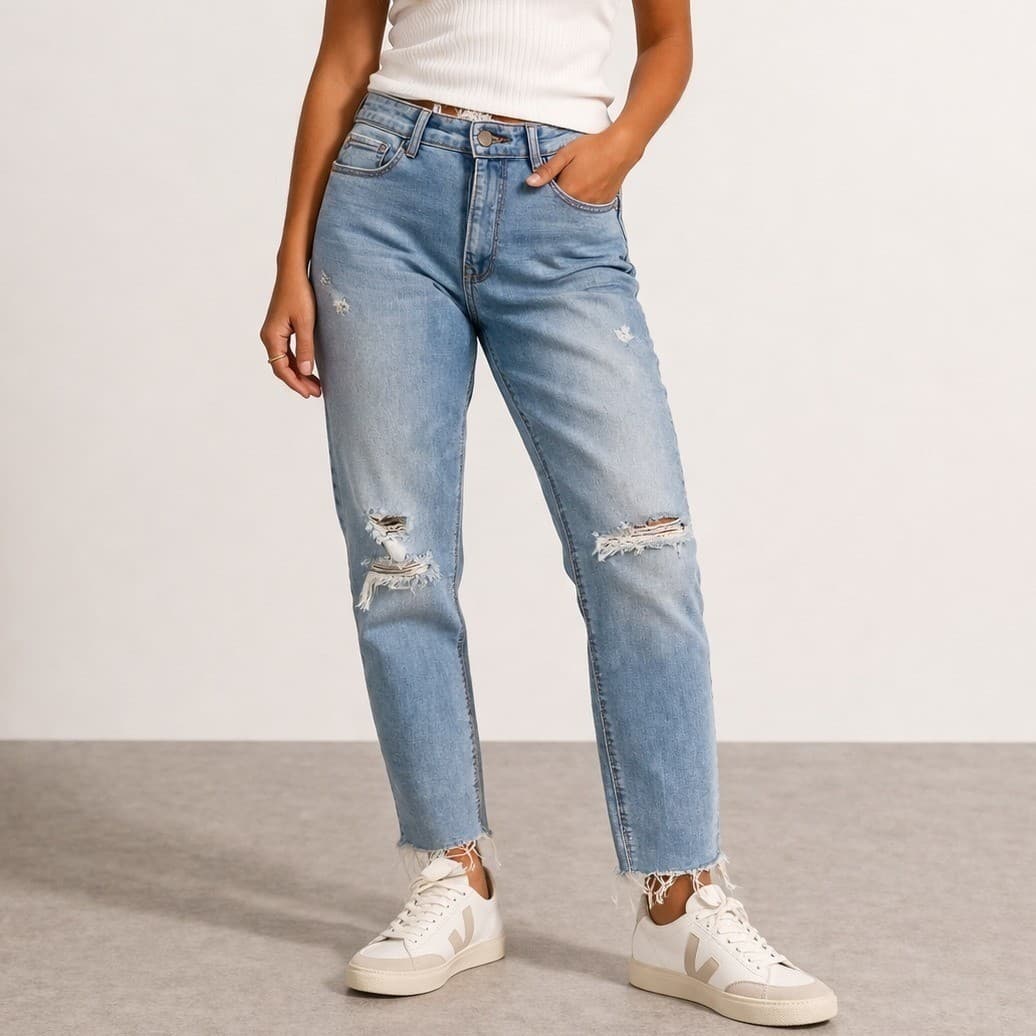 High Waisted Skinny Jeans Womens Light Wash Distressed Stretch Denim Size 10