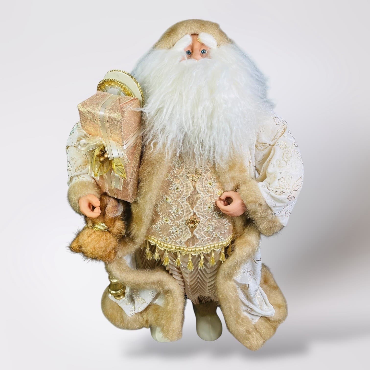 Champagne Gold Santa Claus Floor Standing Christmas Figure 36” Elegant Decor