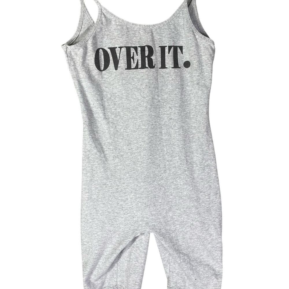 Women's Gray Spaghetti Strap Bodysuit Romper Loungewear Casual Y2K Medium