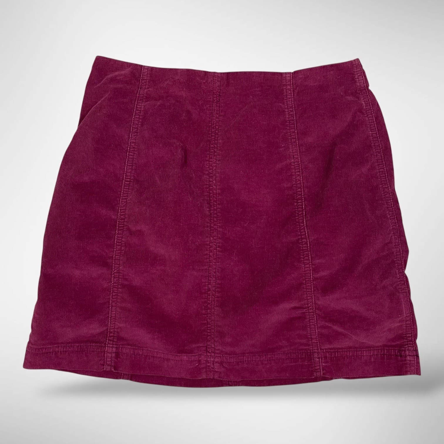 Free People Burgundy Corduroy Mini Skirt Women's Size 8 Boho Fall Back Zip