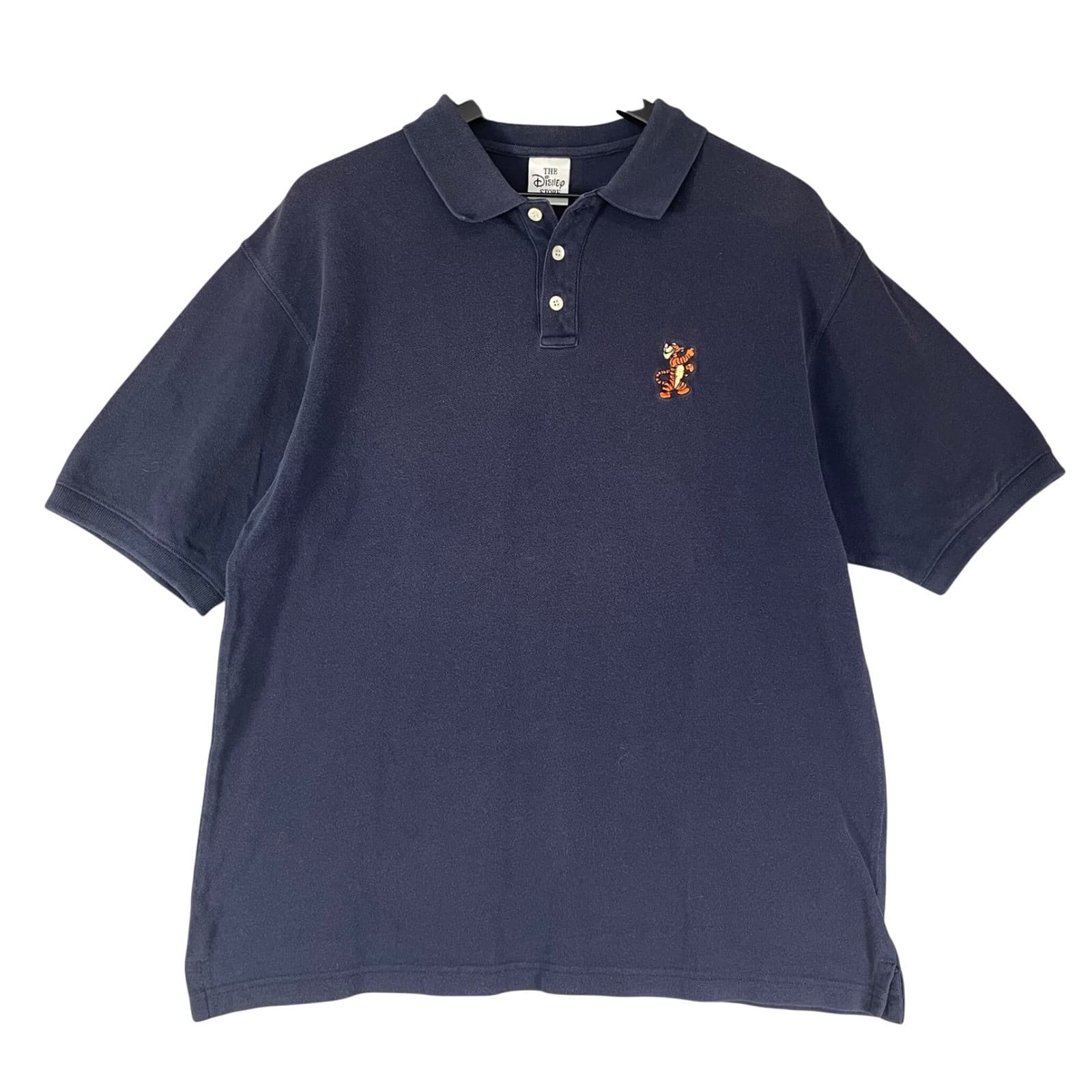 The Disney Store Vintage Tigger Polo Shirt Mens L Navy Blue Embroidered Pooh 90s