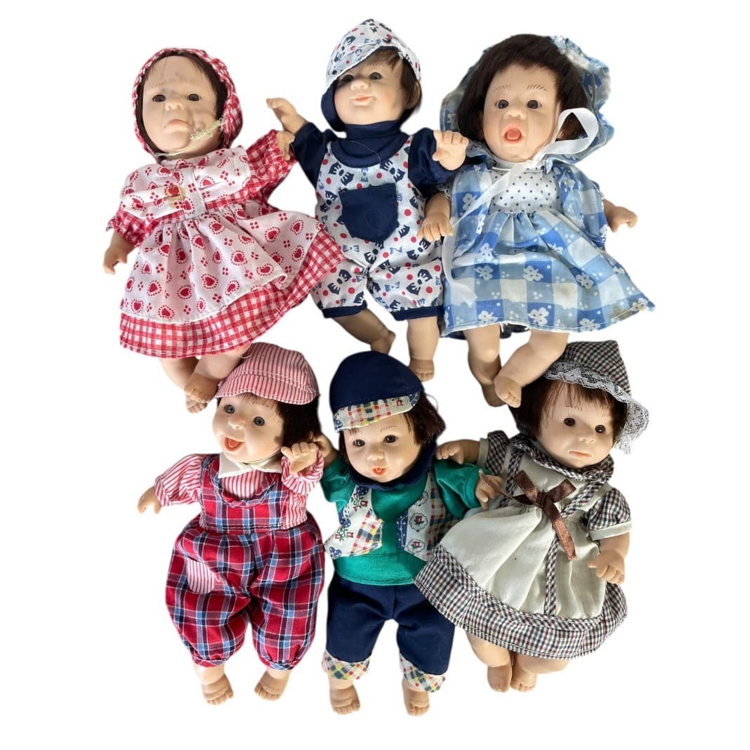 Vintage Gi-Go Toys Baby Dolls Lot 6 Vinyl PE Pellet Hong Kong China 90s Toy