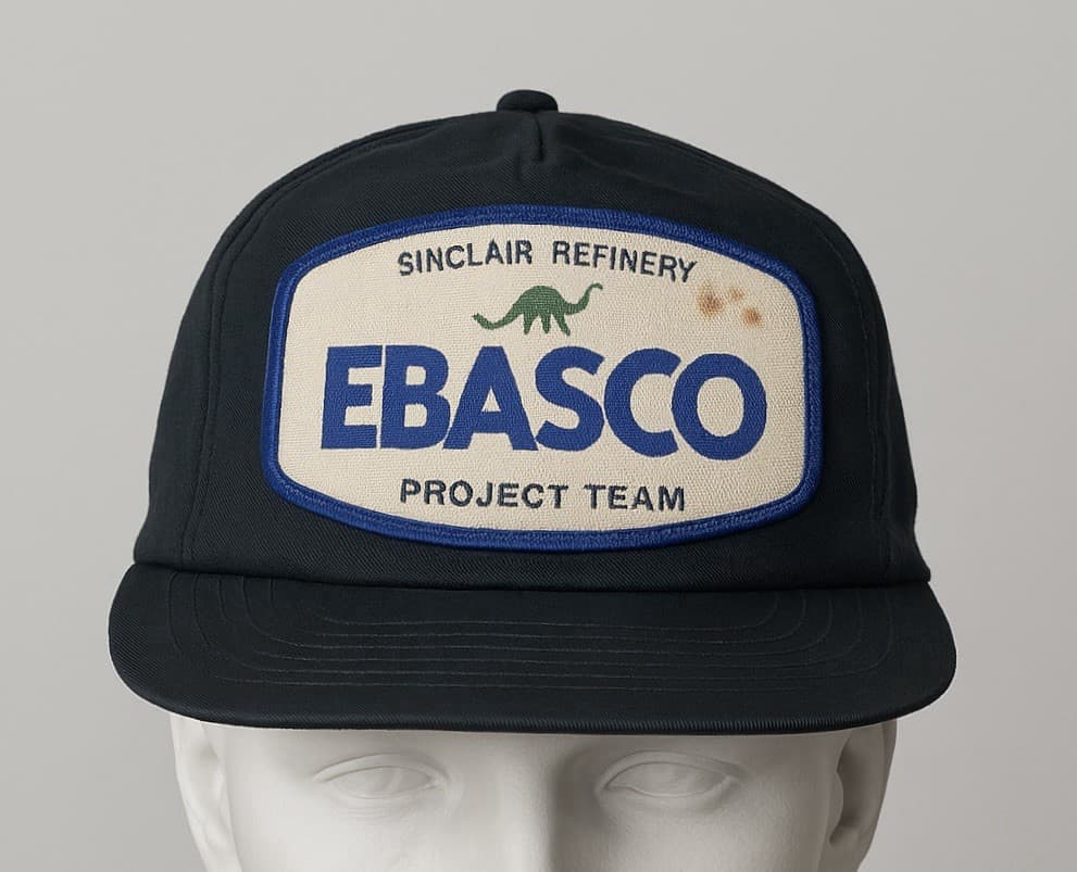 Vintage Sinclair Refinery EBASCO Hat Trucker Snapback Black Foam Mesh Gas Cap