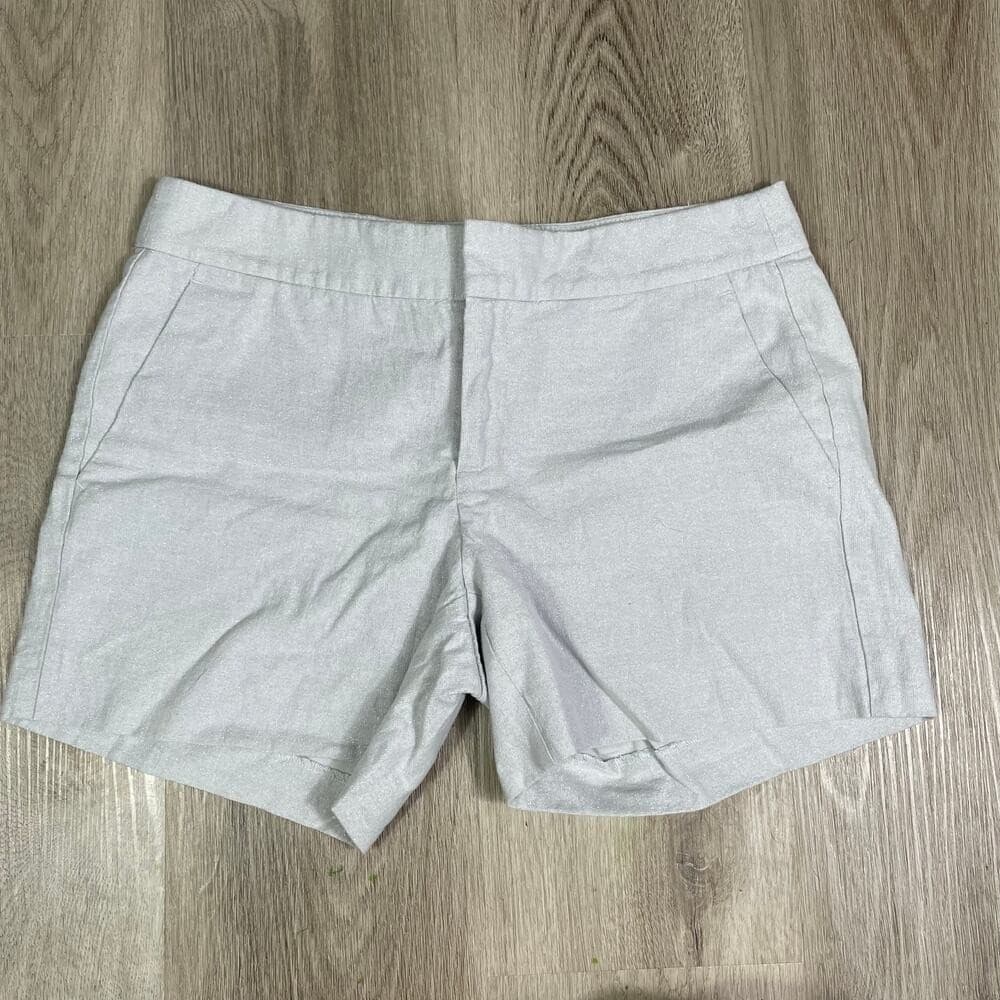 Banana Republic Womens Shorts Size 4 Gray Metallic Linen Blend Casual Summer
