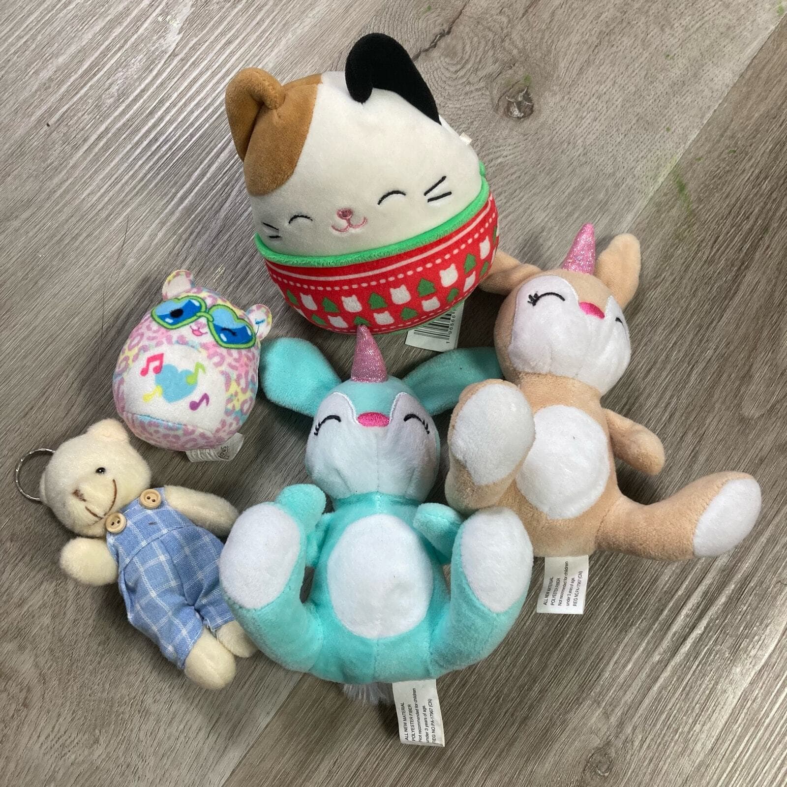 Plush Toy Lot Squishmallow Cam Cat Holiday Christmas Unicorn Teddy Bear Keychain