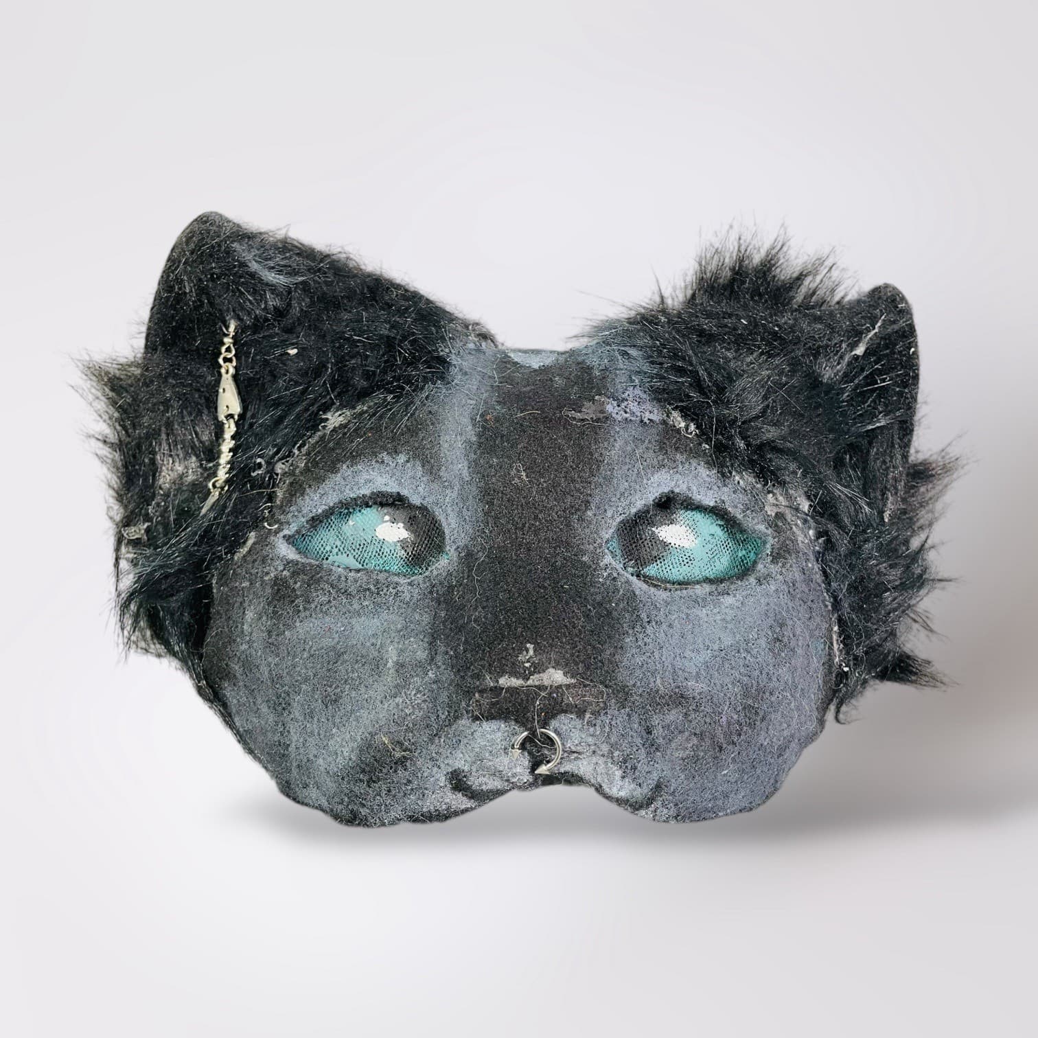 Black Cat Mask Furry Costume Cosplay Therian Animal Fishbone Earring Accessory