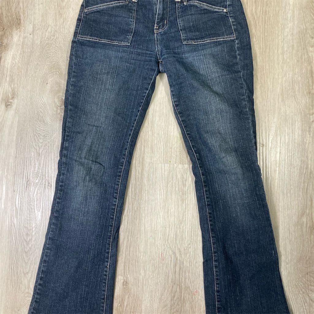 Fashion Bug Jeans Womens 5 Dark Blue Flare Bootcut Patch Pocket Y2K VTG Denim