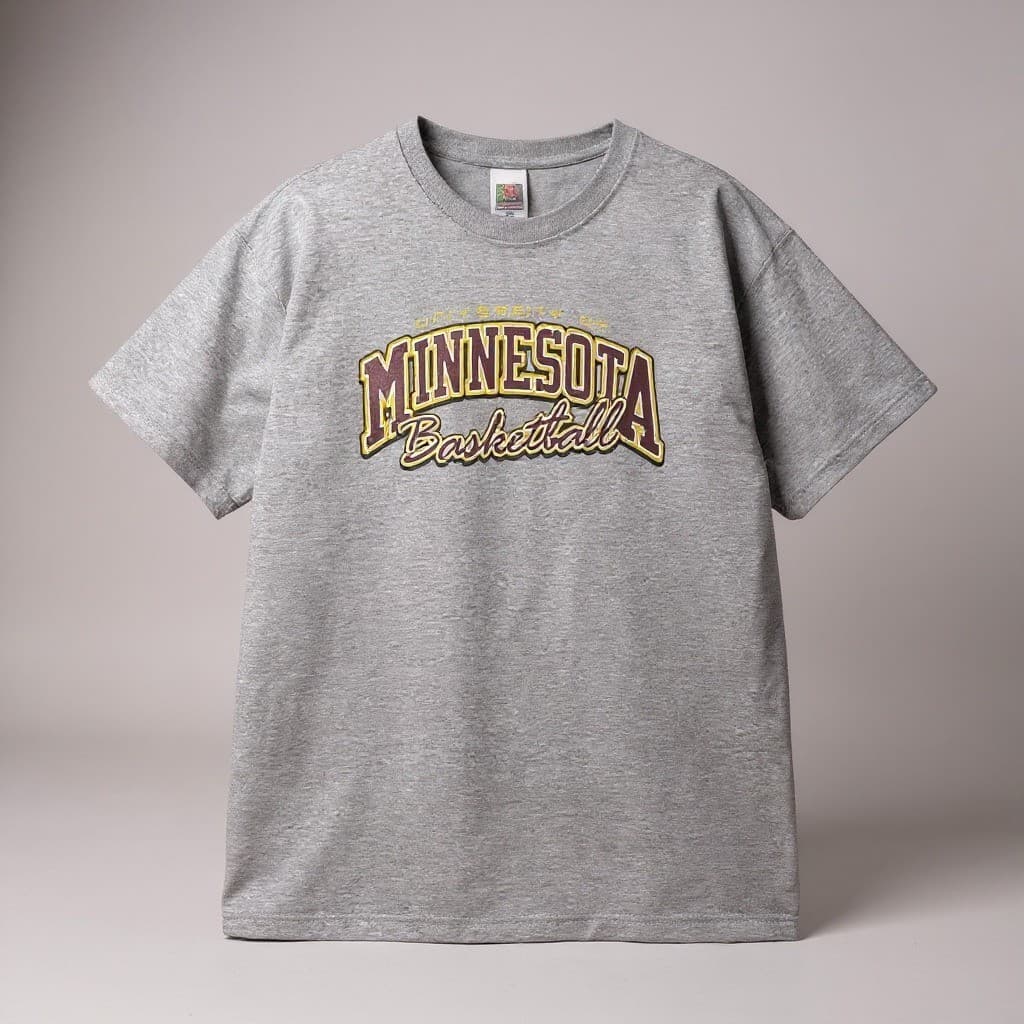 Vintage Minnesota Golden Gophers Basketball T Shirt XL Gray Fruit Of The Loom