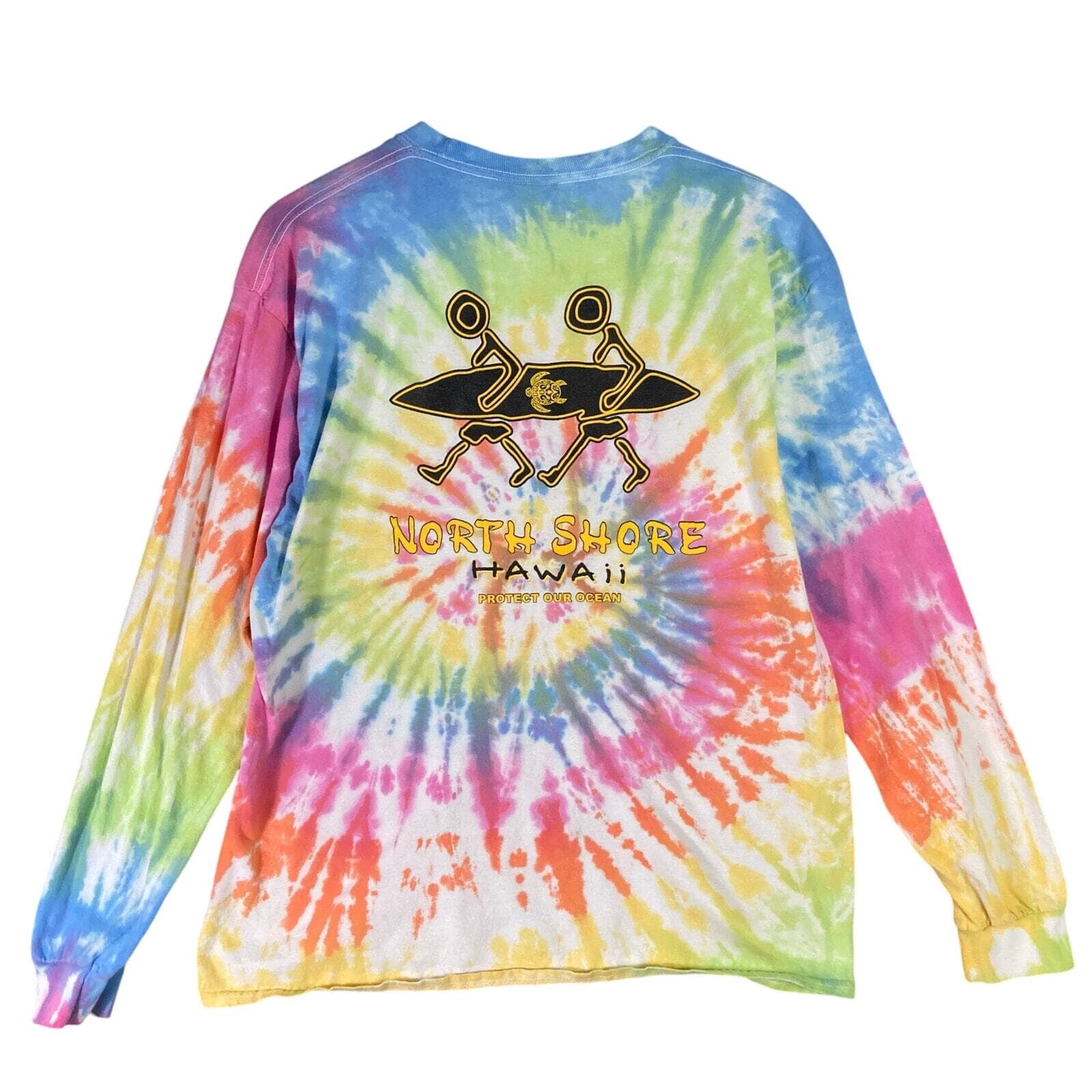 North Shore Hawaii Tie Dye Long Sleeve Shirt Unisex Size L Multicolor