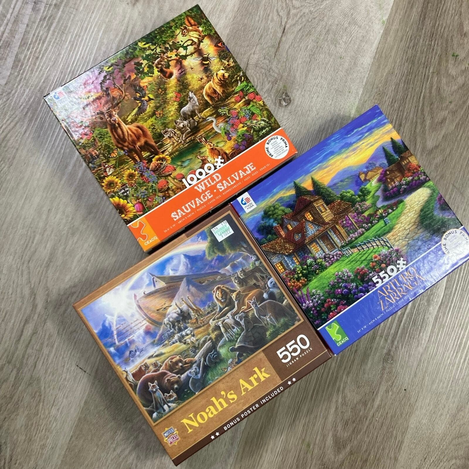 Puzzle Bundle 3 Pack Noah's Ark + Animals 550-1000 Pieces Animal Theme Ages 12+