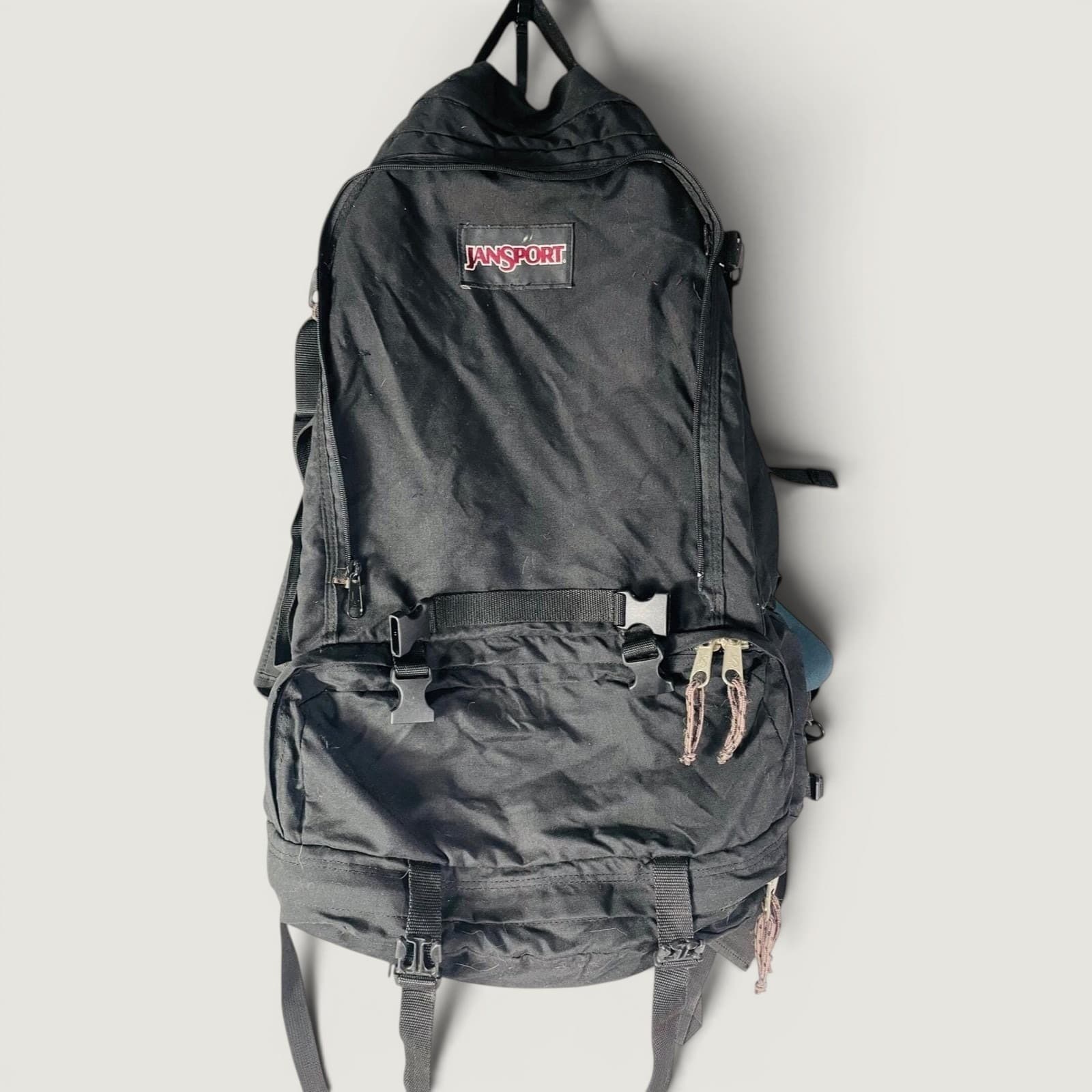 Vintage JanSport Internal Frame Backpack Black Hiking Camping Trail Pack Gear