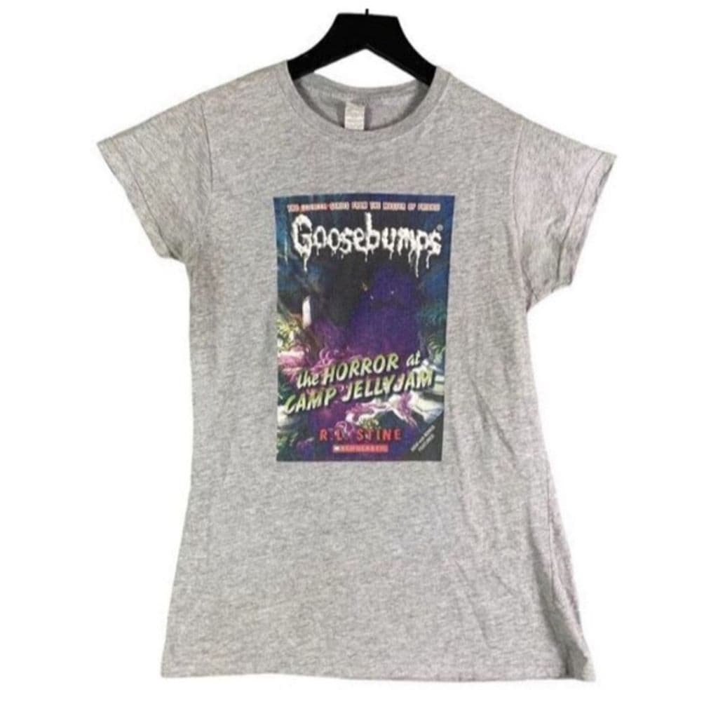 Goosebumps "The Horror at Camp Jellyjam" Juniors Gray Graphic T-Shirt M