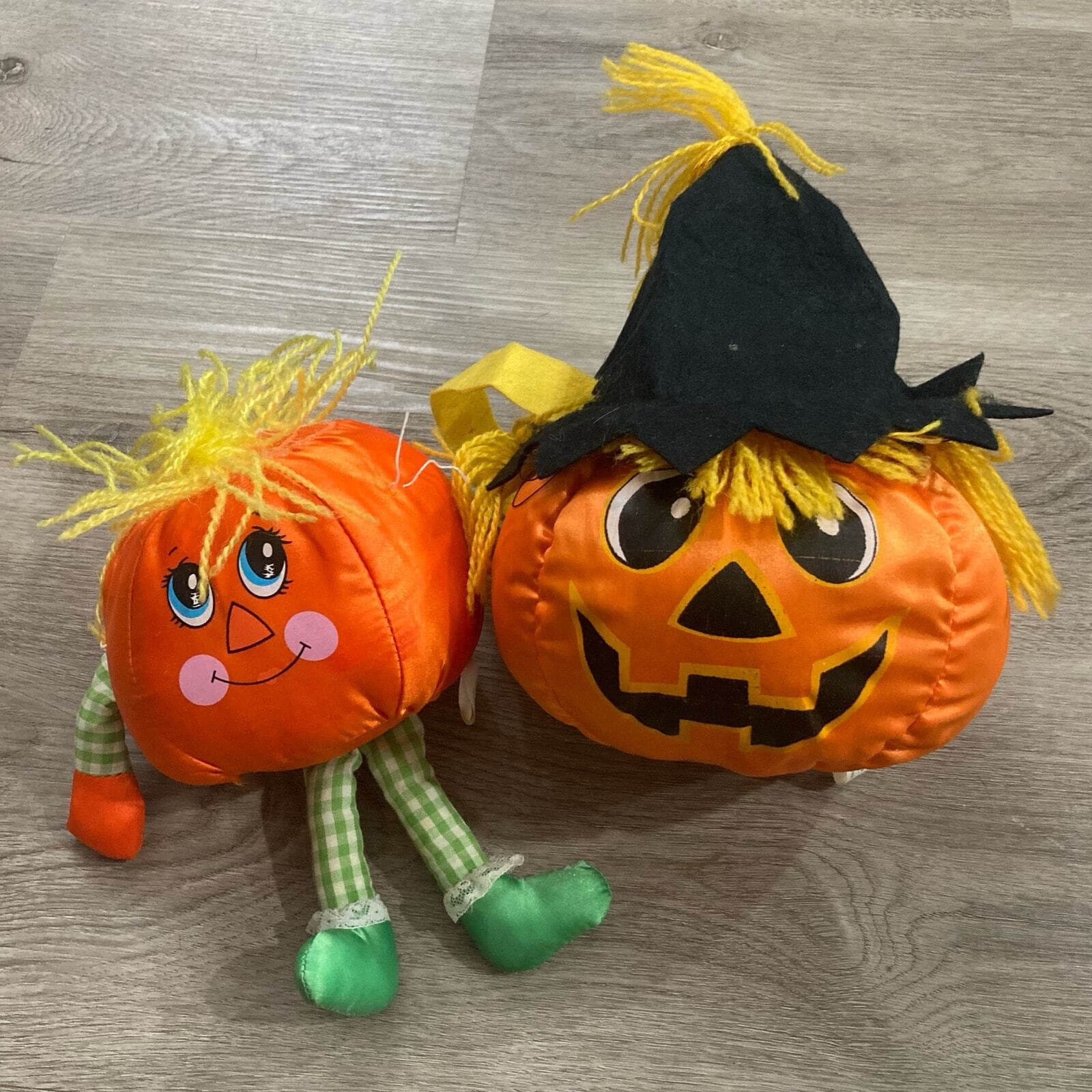 Vintage Grayhound Halloween Pumpkin Plush Toys - Set of 2 Small 6-14 in