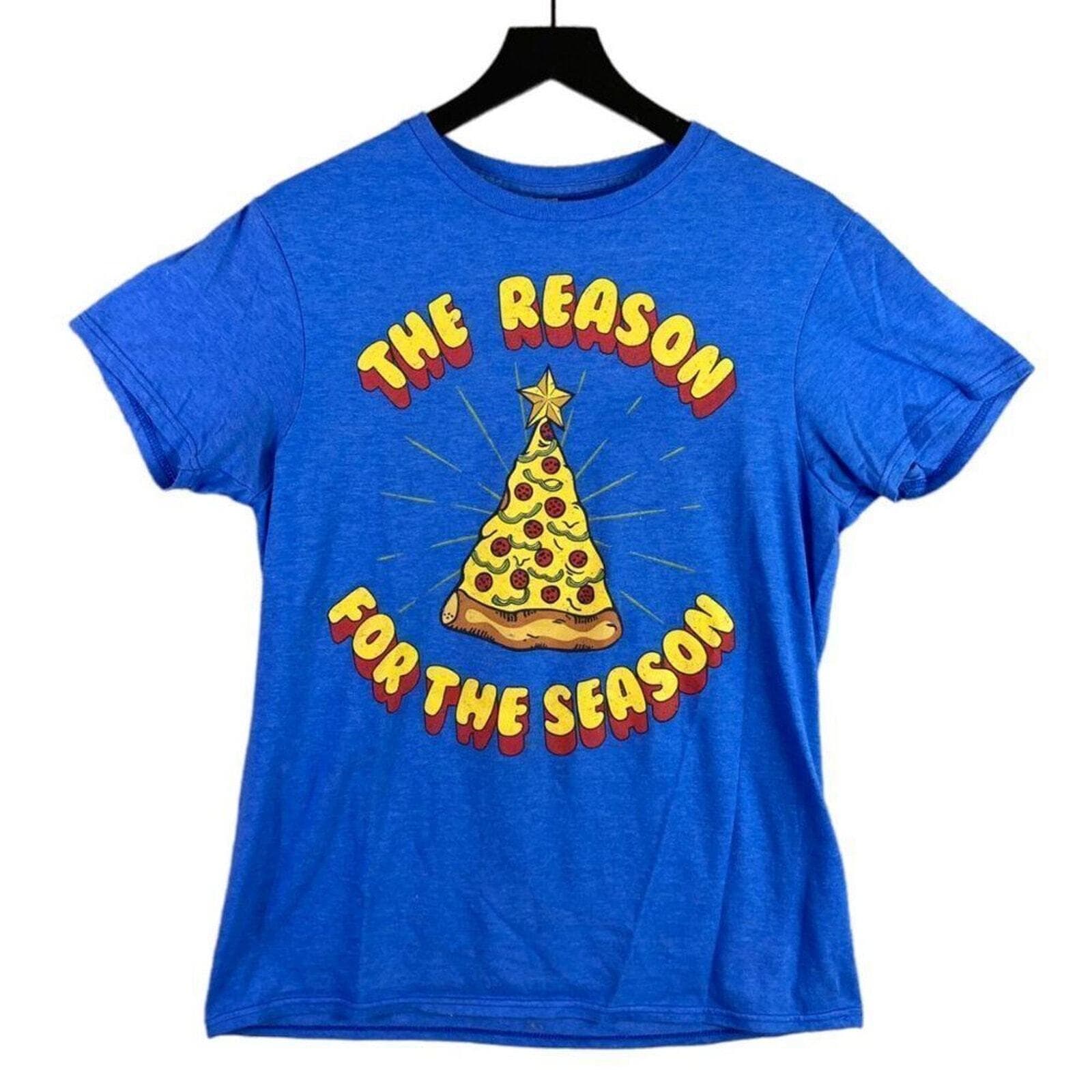 Christmas T-Shirt Size Medium Pizza Graphic Reason For The Season Top Adult Mens